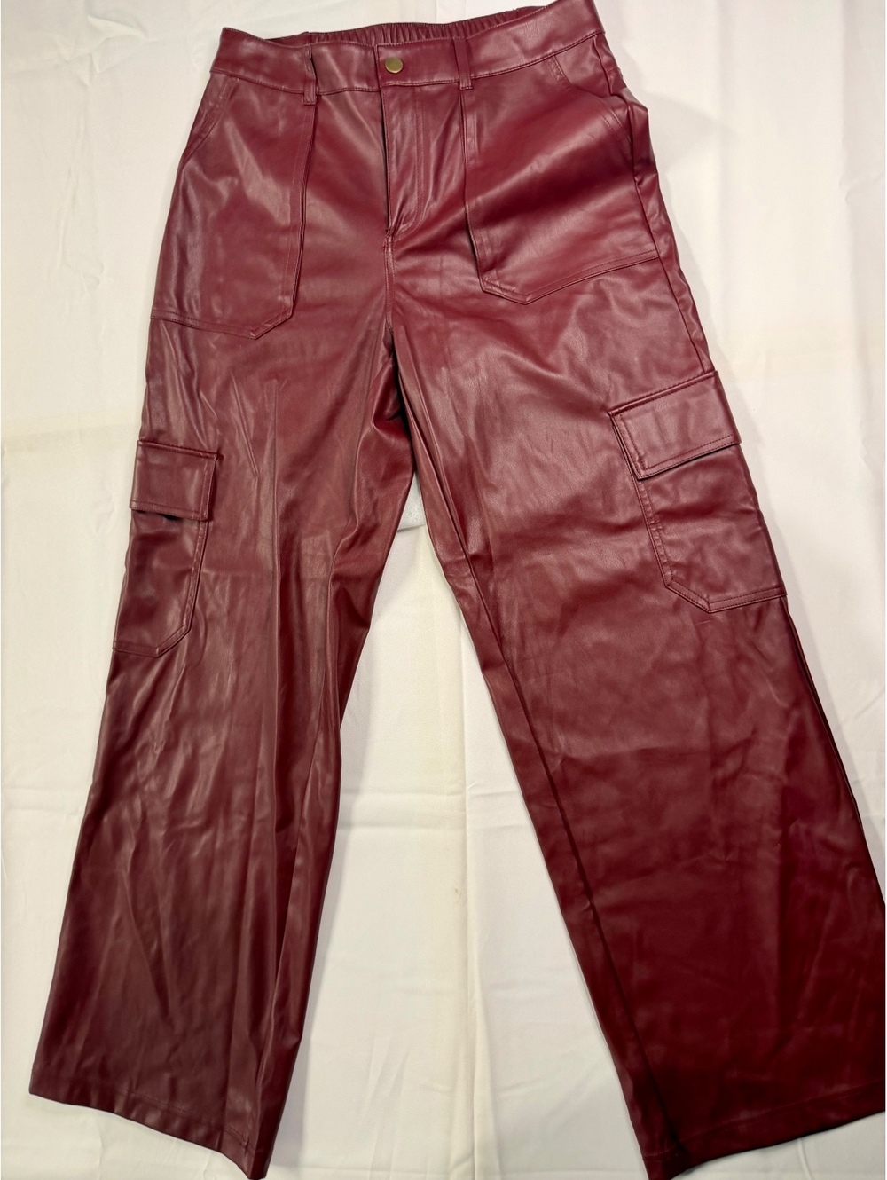 Wild Fable Burgundy Faux Leather Cargo Pants Size M